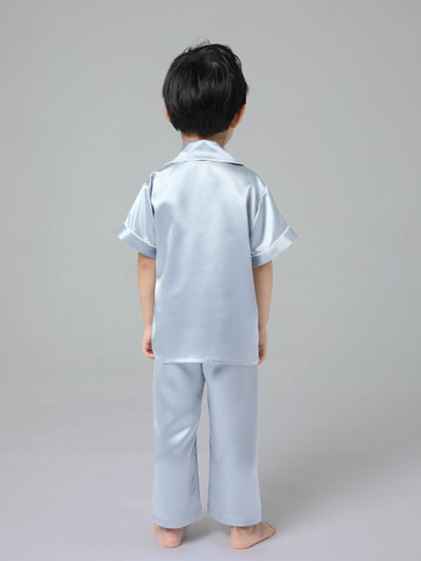 19 Momme Boys and Girls Short-sleeve Silk Pajamas Set